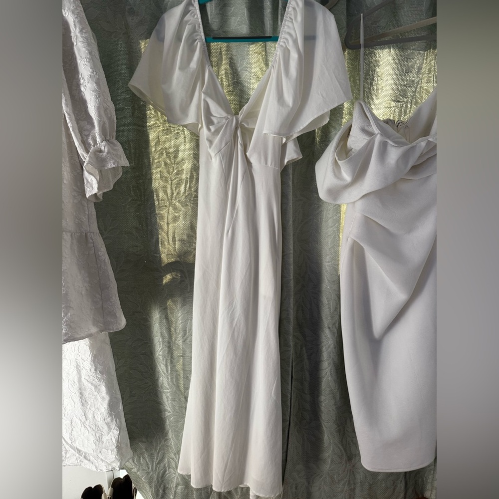 Baltic Born White Maxi Dress with Flutter Sleeves